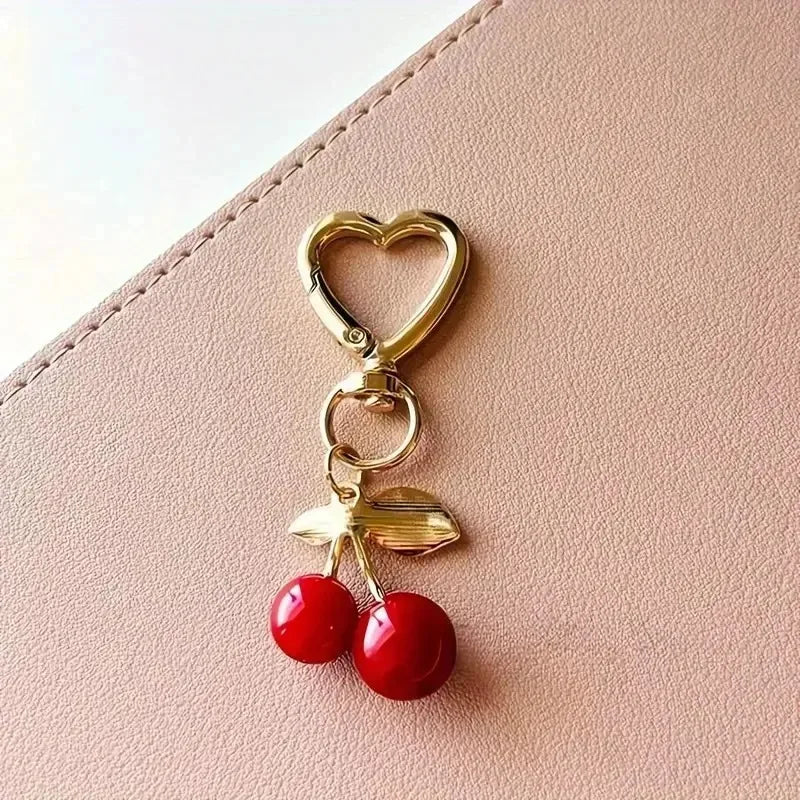 Cherry Blossom Heart-Shaped Bag Charm Durable Lobster Clasp DIY Bag Accessory Perfect Gift for Women Romantic Token of Love Quick Pick Grocers