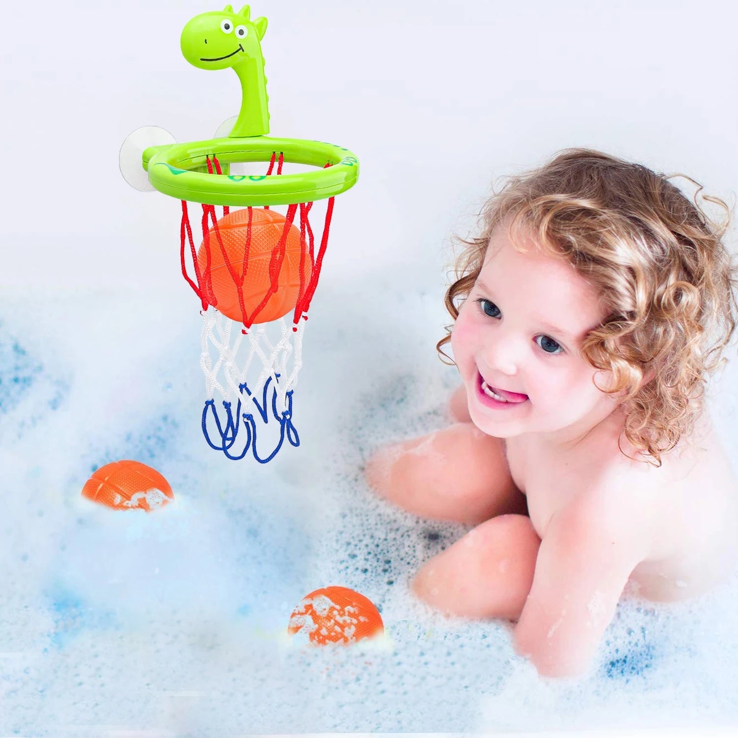 Baby Bath Toy Children Water Play Toys Set Bathroom Bathtub Suction Cup Shooting Basketball Hoop with 3 Balls Bath Toys for Kids Quick Pick Grocers