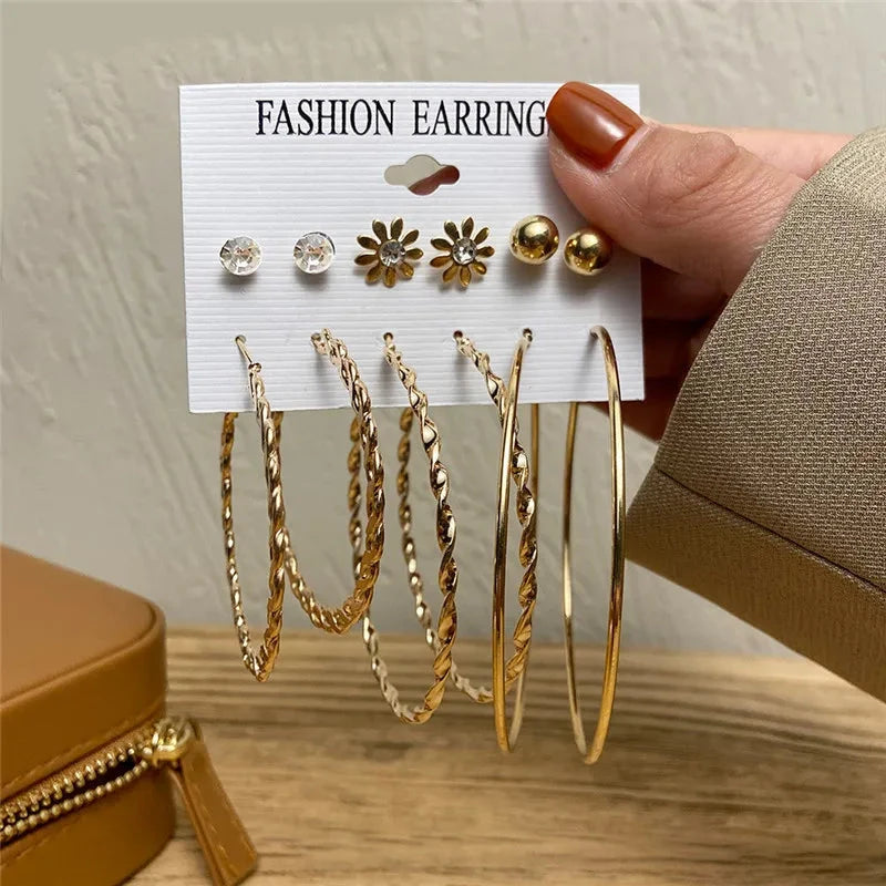 Modyle Gold Color Dangle Earrings Set Butterfly Acrylic Hollow Drop Earrings for Women Heart Hoop Earring Fashion Jewelry Gifts Econic Blanks