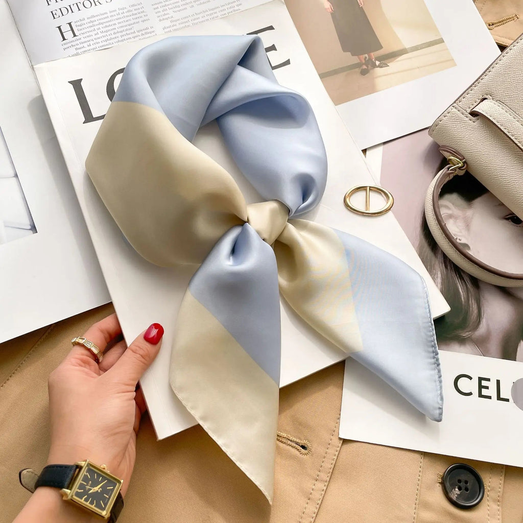 2025 New Fashion 70X70cmPrinted Women's Scarf Pashmina Silk Scarf Square Shawl Decorative Headband Neck Luxury Design Bandana Quick Pick Grocers