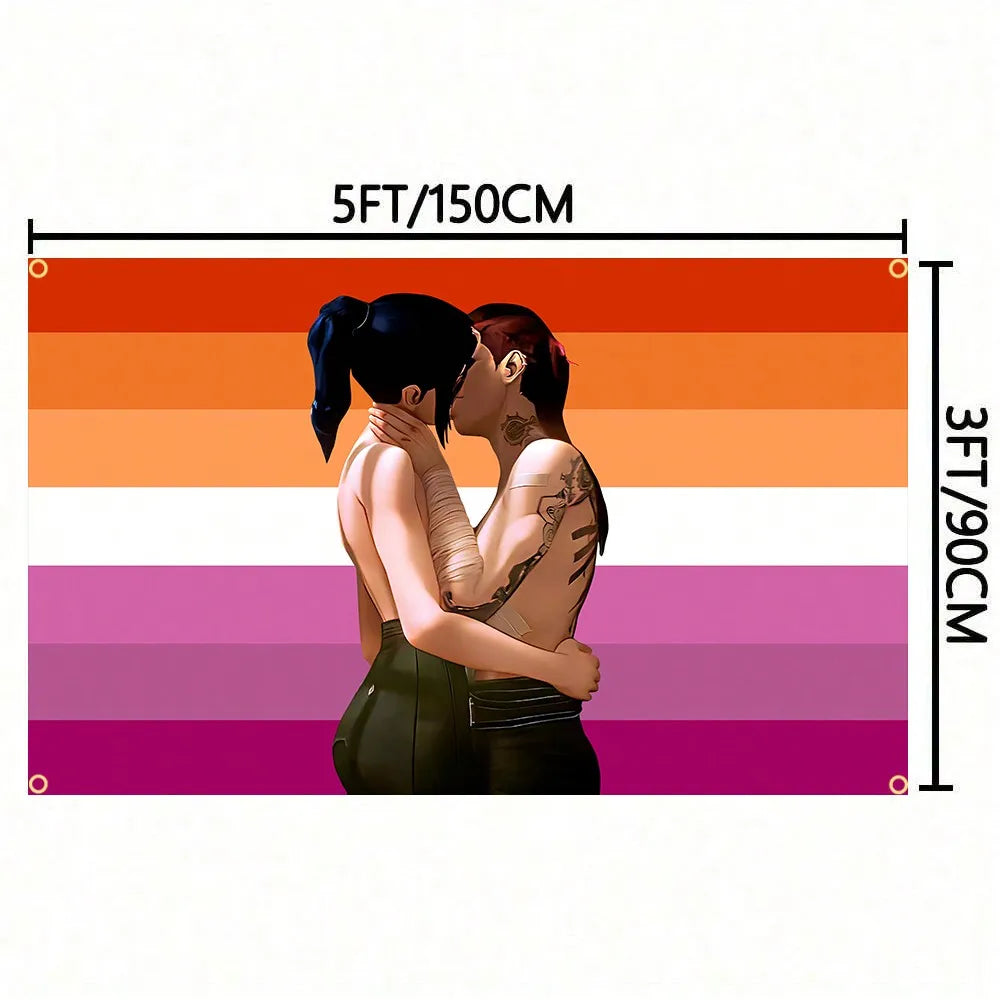 Arcane Lesbian Women Caitlyn Pink Rainbow Tapestry Flag Wall Hanging College Dorm Room Guys Man Cave Art Banner Vintage Blanket Quick Pick Grocers
