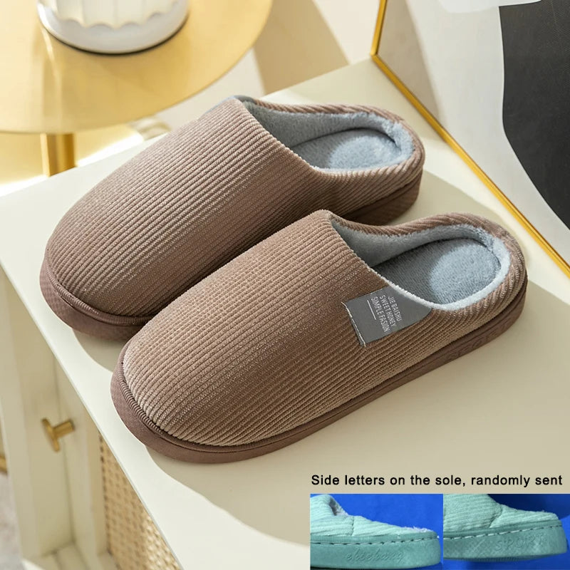 Thick Sole Home Indoor Outside Men And Women Couples Winter Household Warm Fluffy Slippers High Heels Plush Cotton Shoes Ladies Purest Peak