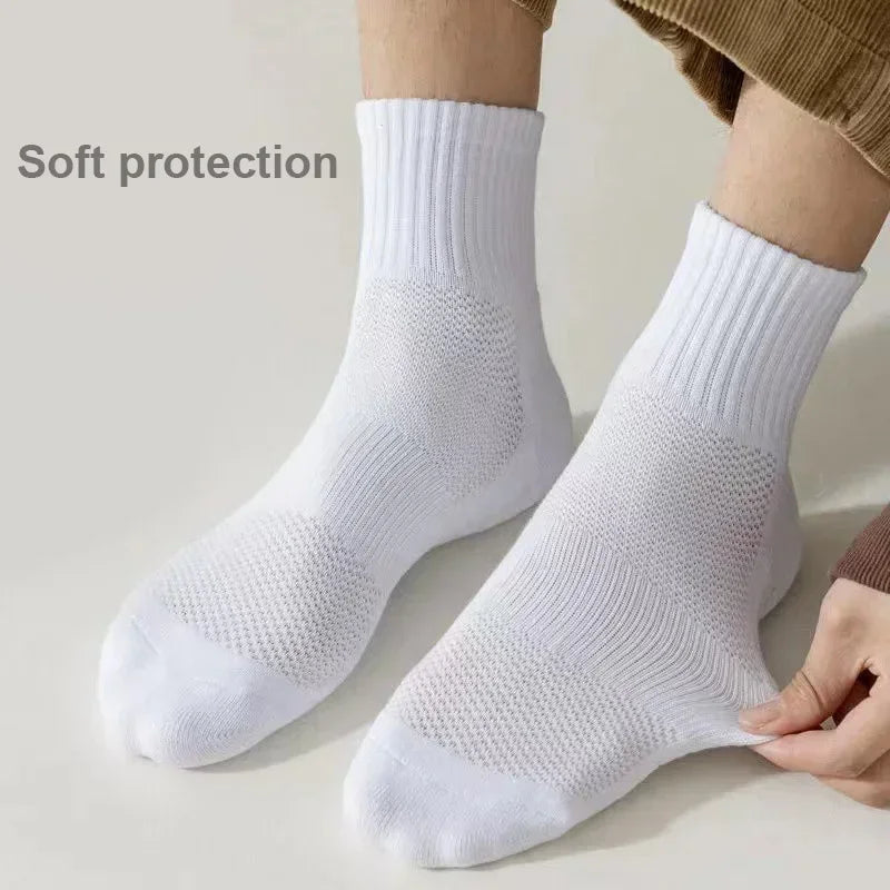 10pairs HLHYX Socks Men's Cotton Deodorant Winter Towel Bottom with Mid-tube White Stockings Thickened Sports Basketball Socks Quick Pick Grocers