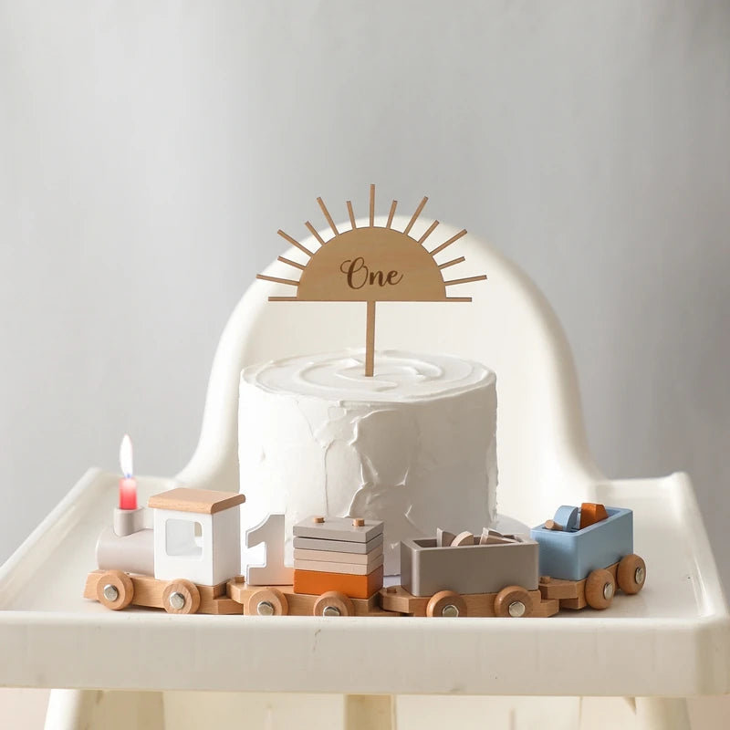 Wooden Train Birthday Toy  Montessori Toys Baby Educational Toys  Wooden Trolley  Baby Learning Toys  Number Of Wood Baby's Toys Purest Peak