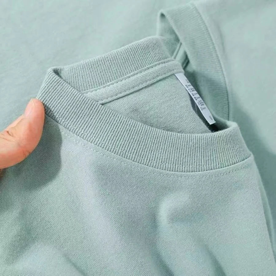 100% Cotton T-shirt Men Women Solid Color O Neck Short-sleeved Tops Summer Korean Loose Half-sleeve T Shirt Unisex M-4XL Quick Pick Grocers