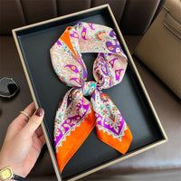 Bohemian Style Print Luxury Brand Silk Square Scarf Women Satin Shawls Neckerchief Wrap Scarves Bandana Hair Hjiab Floral Quick Pick Grocers