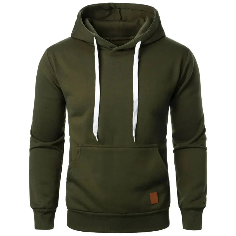 Mens Casual Hooded Collar Drawstring Hoodies Sweatshirts Long Sleeve Shirts Outdoor Streetwear Solid Color Lightweight Pullover Econic Blanks