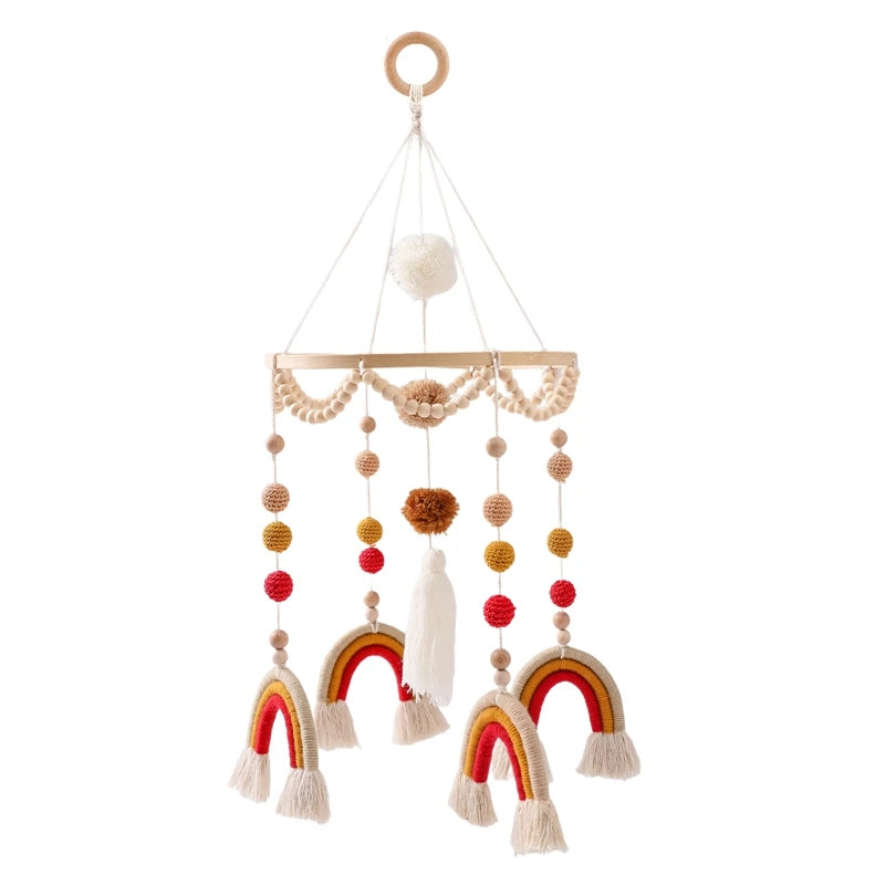 Baby Wooden Bed Bell Cartoon Rabbit Mobile Hanging Rattles Toy Hanger Crib Mobile Bed Bell Wood Toy Holder Arm Bracket Kid Gifts Purest Peak