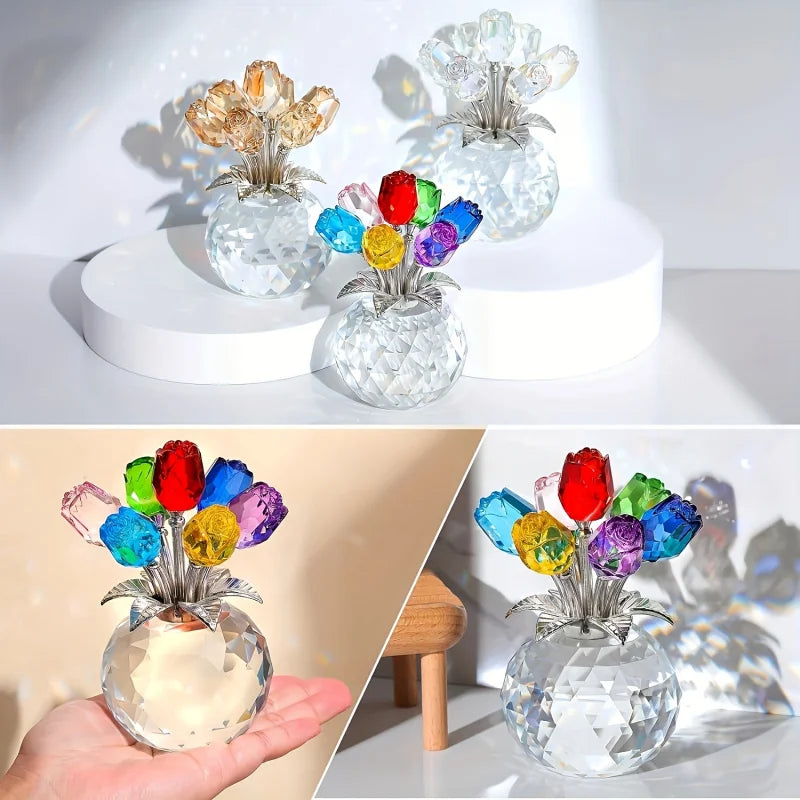 Colourful Rose Bouquet - For Anniversary, Mother's Day, Valentine's Day Crystal Rose Bouquet - Eternal Rose Decorative Gift Quick Pick Grocers