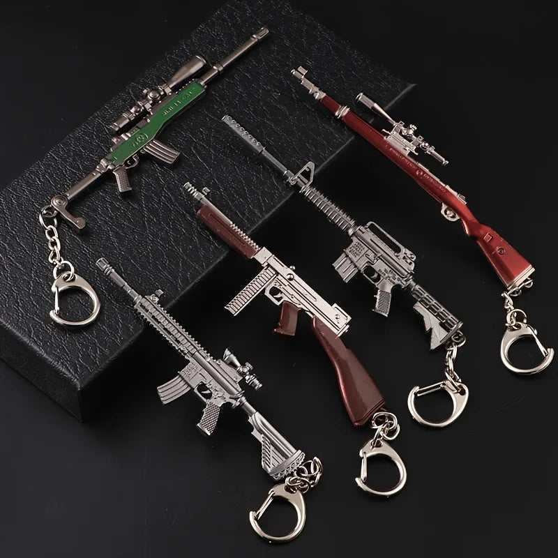 1pc Toy Gun Keychain, Alloy Toy Gun Model Pendant Car Key Chain Car Key Ring Gift For Men Boys Quick Pick Grocers