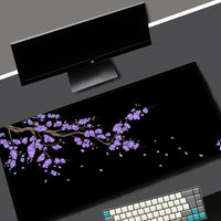 Black Sakura Gaming Mouse Pad Kawaii Purple Desk Mat Large Office Carpet Accessories Cherry Blossom Mousepad Gamer Computer Mats Quick Pick Grocers