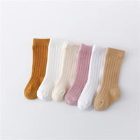 Lawadka 0-5Years Kids Boys Girls Socks Cotton Solid Striped Soft Baby Knee Long Children's Socks School Sport Baby Sock 12 Color Quick Pick Grocers