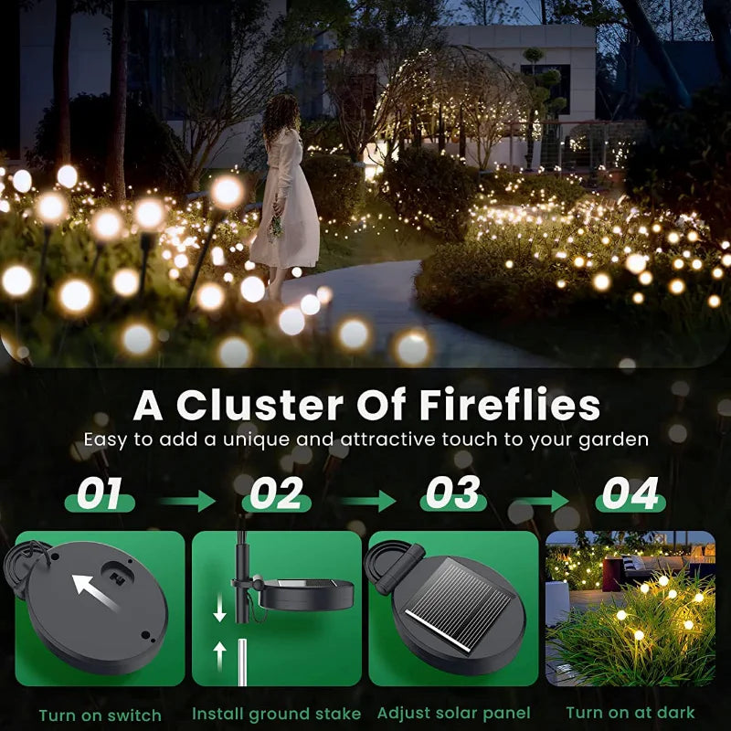 12Pack Outdoor LED Solar Lights Waterproof Starburst Solar Firefly Lights Lawn Lamp Garden Lamp for Path Landscape Decorative Econic Blanks