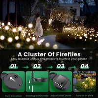12Pack Outdoor LED Solar Lights Waterproof Starburst Solar Firefly Lights Lawn Lamp Garden Lamp for Path Landscape Decorative Econic Blanks