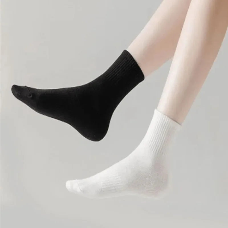 10/20 Pairs Neutral Solid Color Round Neck Socks Spring Summer Sweat Absorbing Breathable Soft Comfortable Couple Sports Socks Quick Pick Grocers
