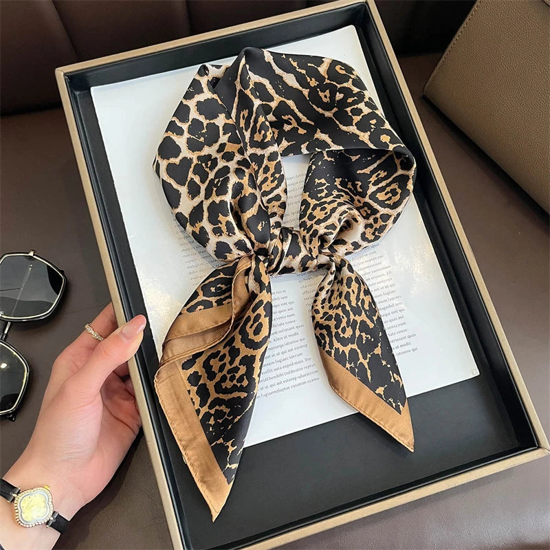 Bohemian Style Print Luxury Brand Silk Square Scarf Women Satin Shawls Neckerchief Wrap Scarves Bandana Hair Hjiab Floral Quick Pick Grocers