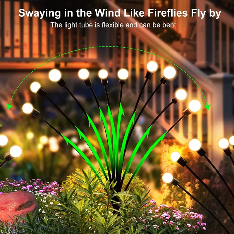 12Pack Outdoor LED Solar Lights Waterproof Starburst Solar Firefly Lights Lawn Lamp Garden Lamp for Path Landscape Decorative Econic Blanks