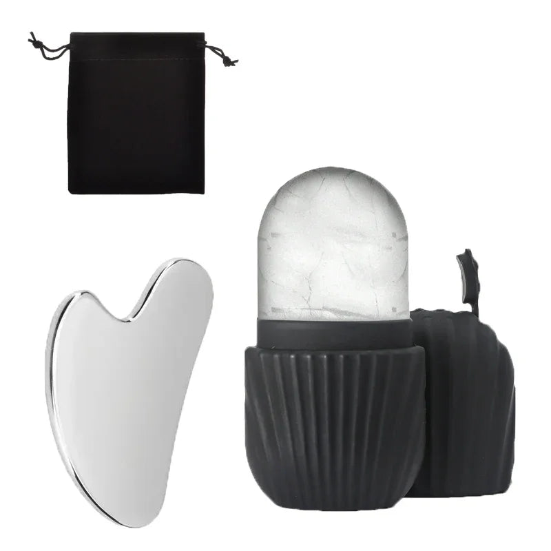 1/3PCS Ice Face Roller Stainless Steel Gua Sha Board Set Facial Massager Face Massage Roller Face Lifting Beauty Skin Care Tools Quick Pick Grocers
