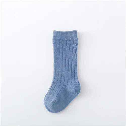 Lawadka 0-5Years Kids Boys Girls Socks Cotton Solid Striped Soft Baby Knee Long Children's Socks School Sport Baby Sock 12 Color Quick Pick Grocers