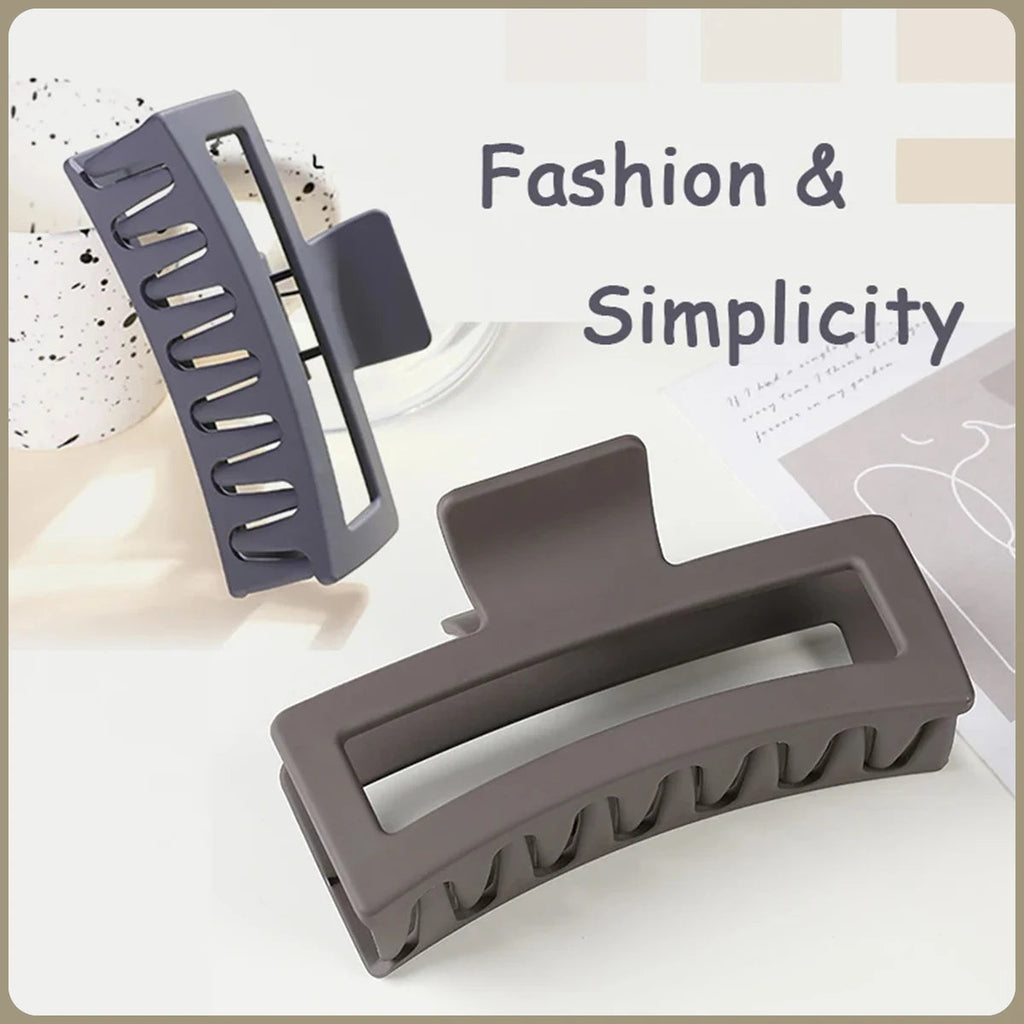 Fashion 13CM Oversized Solid Color Square Frosted Hair Shark Clip Headdress Hair Accessories Suitable For Women Girls Thick Hair Quick Pick Grocers