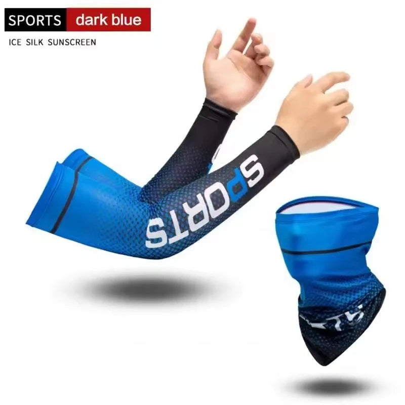 Print Ice Silk Arm Sleeves Breathable Sun Protection Arm Covers Summer Cycling Sports Anti-Sunburn Cooling Long Arm Cuffs Quick Pick Grocers