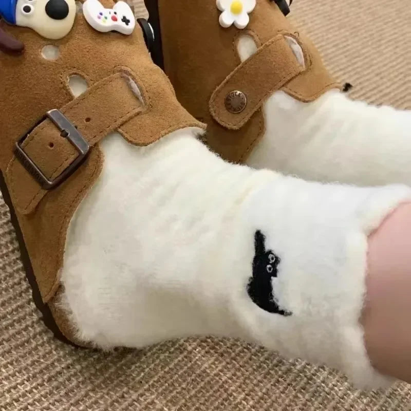 3Pairs Premium Feel Cute Cat Cozy Hairy Mink Velvet Socks Autumn Winter Hosiery Thickened Plush Warm Sleep Home Fluffy Socks Purest Peak