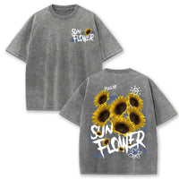 Lift Is Good Beautiful Sunflower Print Washed T Shirts Women Soft Cotton T-Shirt Street Creative Short Sleeve Summer Casual Tops Quick Pick Grocers