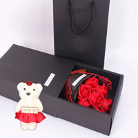 1Pc Handmade 7 Rose Soap Bouquet Little Bear Gift Box Creative Valentine's Day Mother's Day Birthday Party Rose Flower Gifts Quick Pick Grocers
