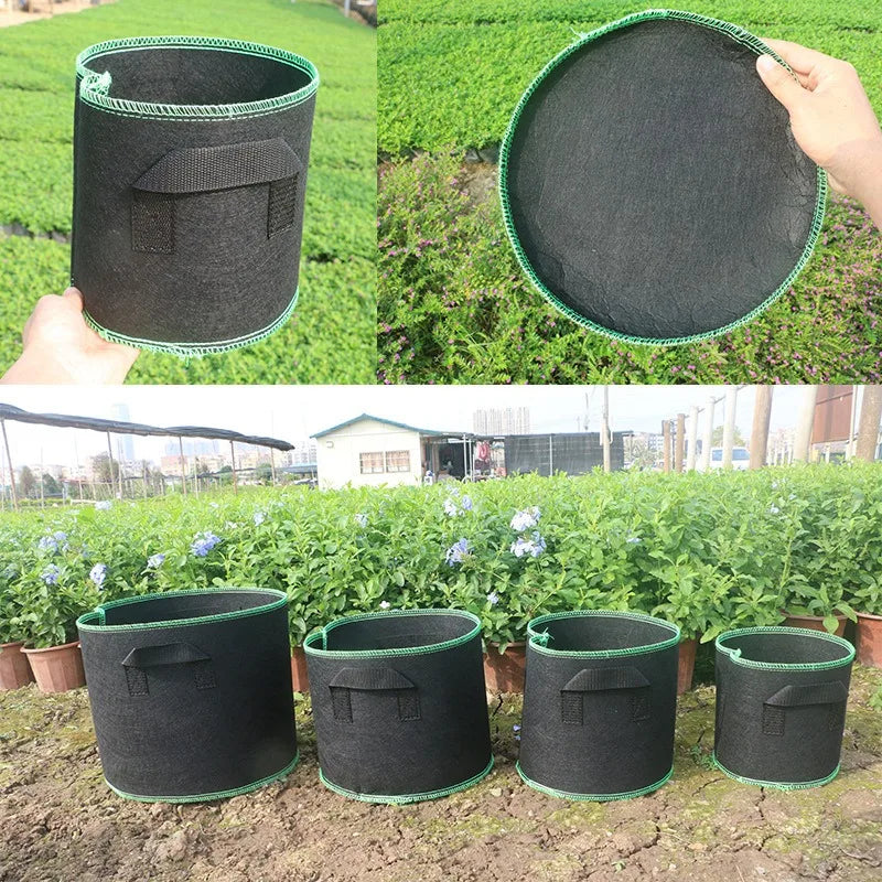 Vegetable/Flower/Plant Grow Bags 2/3/5/7/10 Gallon Thickened Non-Woven Grow Bags Aeration Fabric Pots with Handles Flower Pot Quick Pick Grocers
