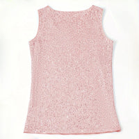 Women‘s Summer Fashion Deep V Neck Sequined Tank Top Stylish Sleeveless Polyester Top Sparkly Club Party Vest Blouses Quick Pick Grocers