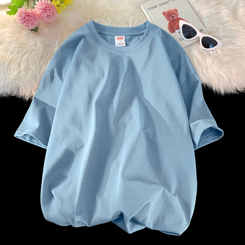 Oversized Summer Short Sleeve Men's T Shirt New Fashion Solid Loose O-Neck T Shirts Mens Cotton Hip Hop Streetwear Top Tees 5XL Quick Pick Grocers