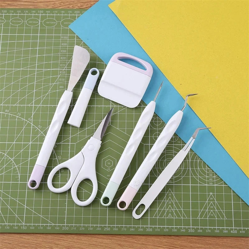 6pcs/set Craft Vinyl Weeding Tools Set Scrapbook DIY Silhouette Relief Carving Tool Kit For Cricut Maker Silhouettes Hand Tools Econic Blanks
