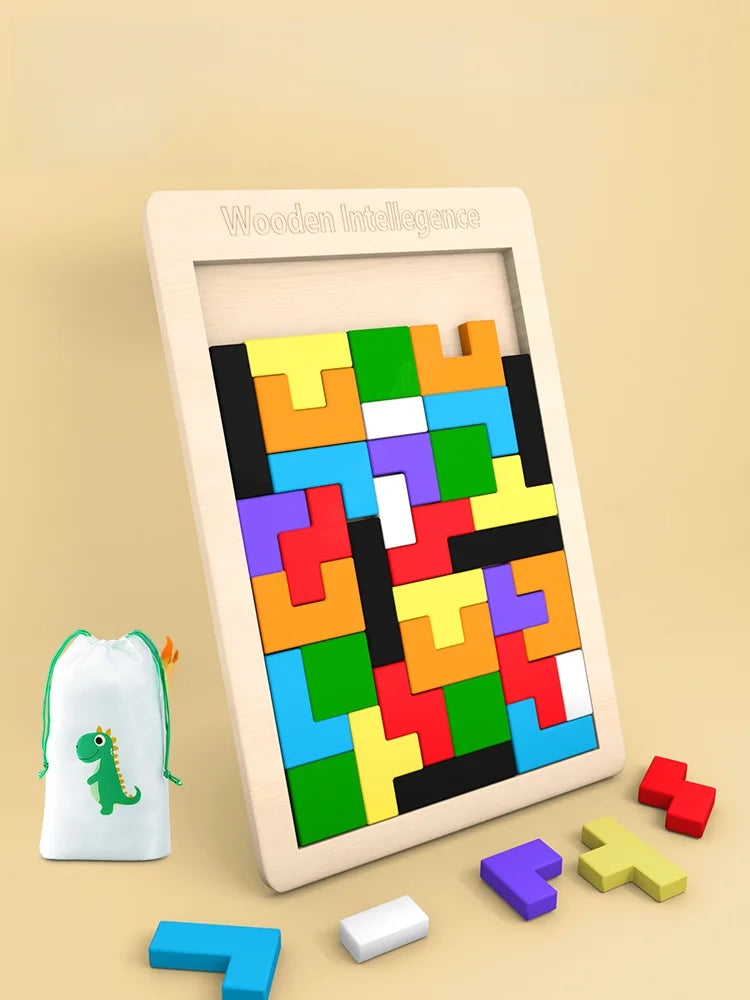Colorful wooden puzzle toys Tangram Montessori materials children's puzzle toys Building blocks Children's learning toys Quick Pick Grocers