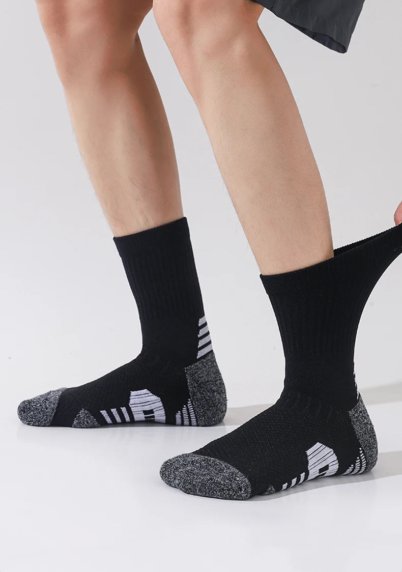 6/5/3 Pairs Men's Athletic Socks Sports Breathable Outdoor Running Compression Socks Cotton Training Long Black Stretch Socks Quick Pick Grocers