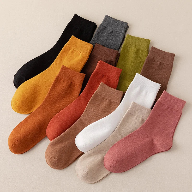 Socks women's Cotton Solid Color Autumn Spring  Soft Breathable Quick Pick Grocers