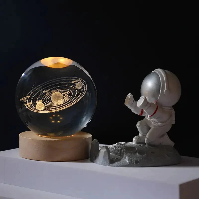 Kids LED Crystal Ball Lamp – 3D Moon & Galaxy Table Decor Toy Econic Blanks