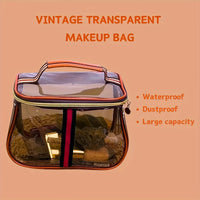 Transparent Large Capacity Women's Makeup Bag Waterproof Gym Toiletry Bag Travel Portable Storage PVC Material Box Shape Gifts Quick Pick Grocers