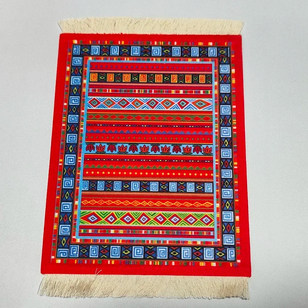 Woven flower Persian carpet small coaster wholesale merchants cheap mouse pad desk mat retro style rubber non-slip computer mats Quick Pick Grocers
