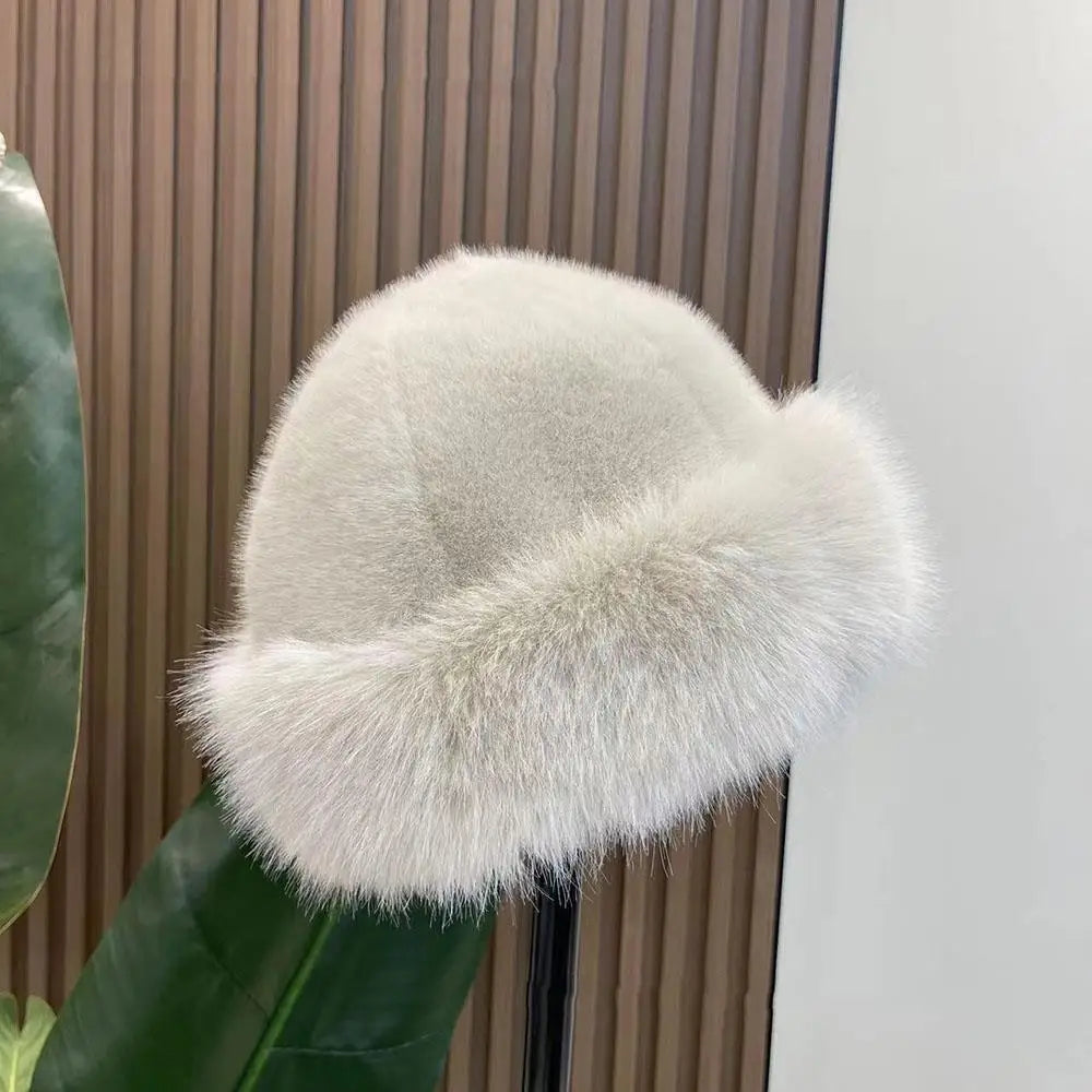 New Fluffy Fur Women's Winter Hat Winter Snow Ski Cap Female Faux Fur Thick Warm Windproof Hat Russian Hat Mink Fisherman's Hat Purest Peak