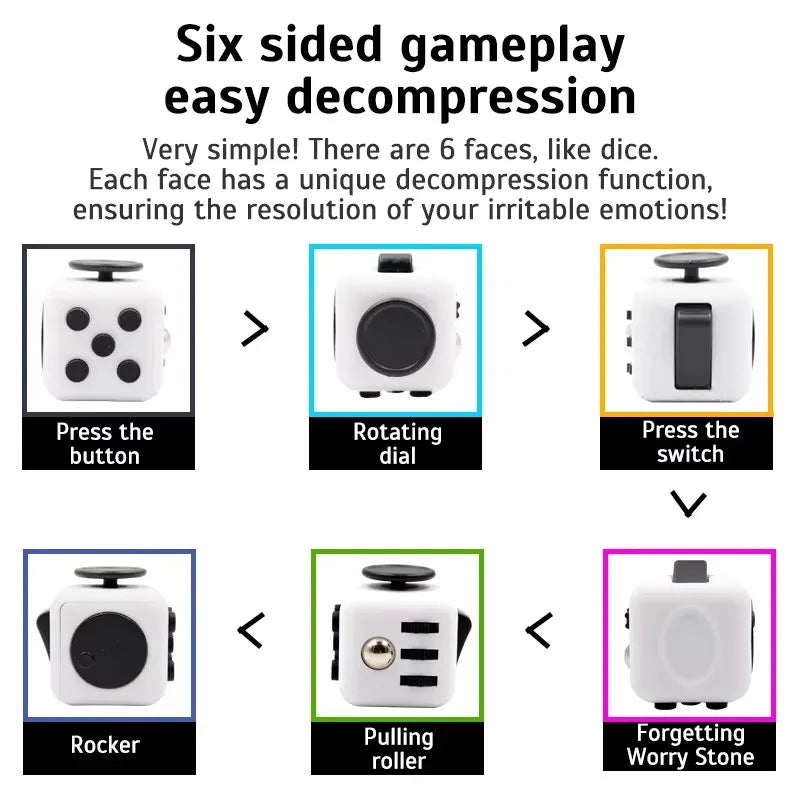Fidget Cube Antistress Hand Spinner Decompression Toy for Autism ADHD Anxiety Sensory Toys for Kids Adults Stress Relief Toys Quick Pick Grocers