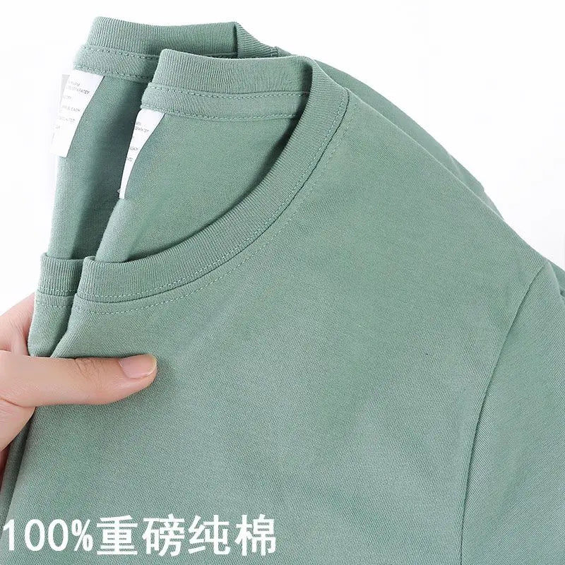 100% Cotton T-shirt Men Women Solid Color O Neck Short-sleeved Tops Summer Korean Loose Half-sleeve T Shirt Unisex M-4XL Quick Pick Grocers