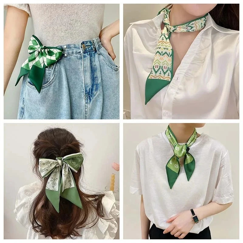 2-6pcs/set Series Silk Satin Scarf Women Cloth Hair Bands Headdress Accessories Lady Scarves Ribbon Neck Ties for Bag Handle Quick Pick Grocers