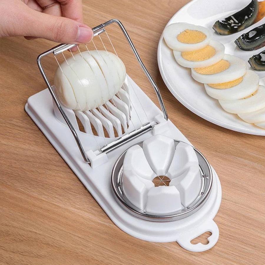 2-in-1 Multi-Function Egg Slicer Preserved Egg Fruit Cutter Modern Kitchen Gadget Tool Durable Metal Plastic Easy Slice Econic Blanks