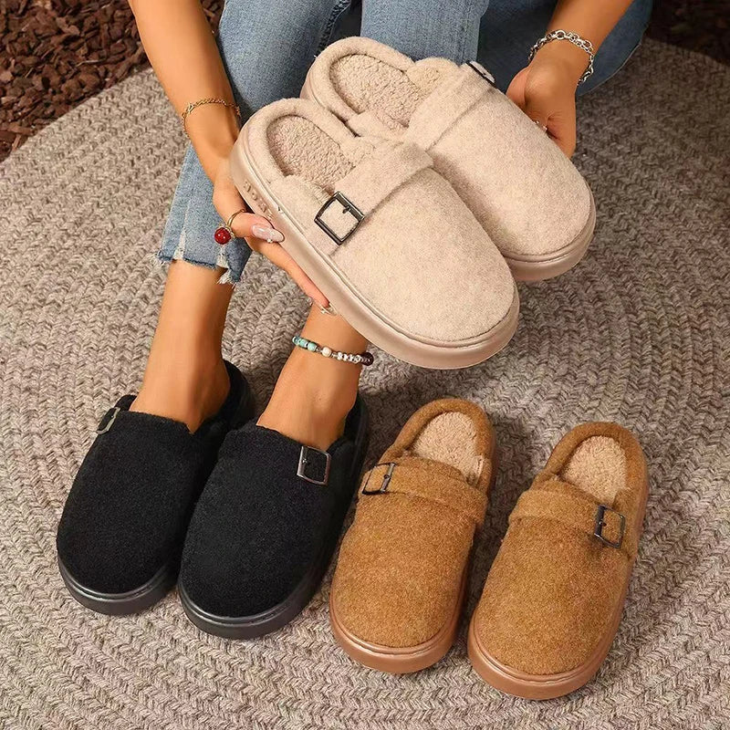 Winter Women's Slippers Home Plush Luxury Designer Woman Shoes Indoor Fluffy Fashion Platform Fuzzy Fur Slides Elegant Flat Soft Purest Peak