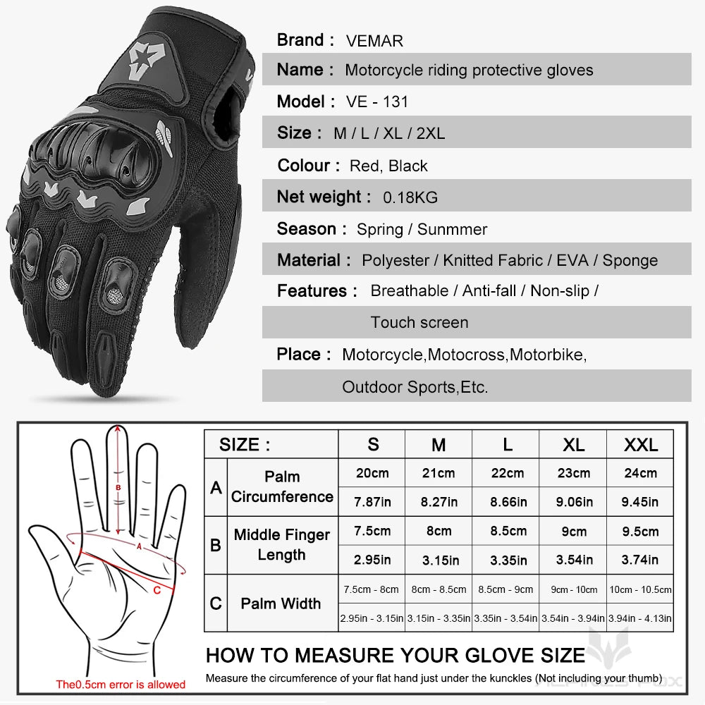 Summer Motorcycle Gloves Men Women Full Finger Touch Screen Motocross Racing Gloves Motorbike Bicycle Cycling Glove M-XXL Quick Pick Grocers