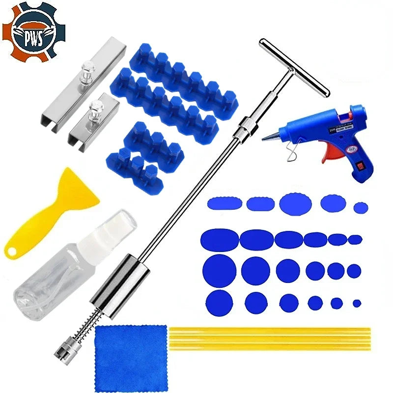 PWS Car Dent Repair Tools Puller Removal Kit Slide Hammer Reverse Hammer Tool Body Suction Cup Adhesive Blue Glue Tabs Quick Pick Grocers
