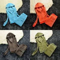 Winter Velvet Tracksuit for Women: Heavy Duty Fleece Lined Hoodie and Pants Set | Solid Color Warm Jogger Outfit Quick Pick Grocers