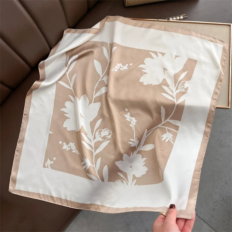 2025 Silk Shawl Print Headscarf Cat Hair Wrap Neckerchief Female Satin Square Scarf For Women Headband Foulard Hijab Bandana Quick Pick Grocers