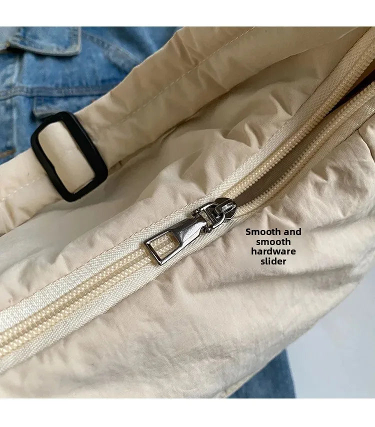 Trendy Women's Soft Cloth Shoulder Bag Solid Color Student 2026 Spring Y2k Casual Style Big Handbags Crossbody Bags for Women Quick Pick Grocers