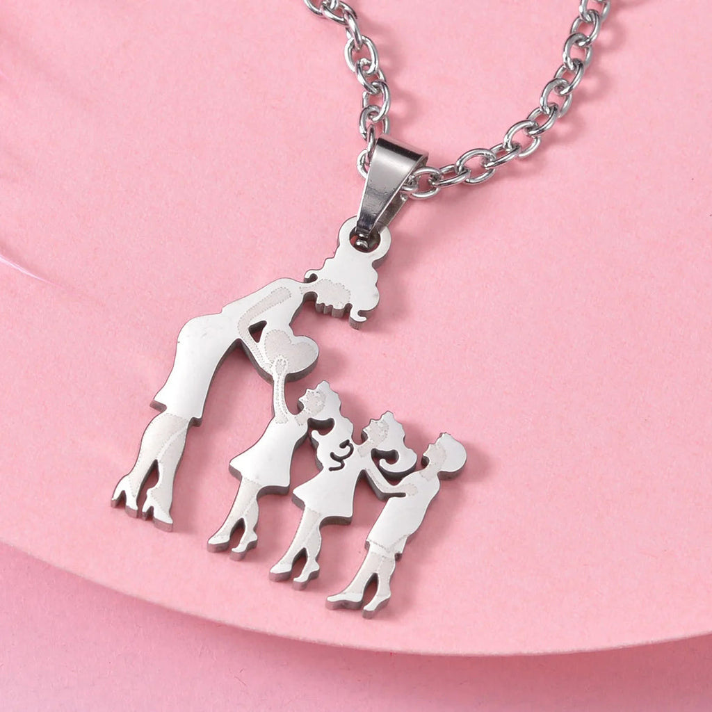 Girls Boy Children Stainless Steel Family Necklaces Mama Pendants Necklace Birthday Gifts For Women Jewelry Mother's Day Jewelry Quick Pick Grocers